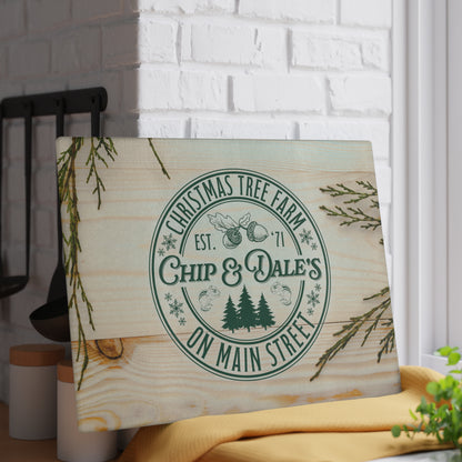 Glass Cutting Board - Christmas Tree Farm