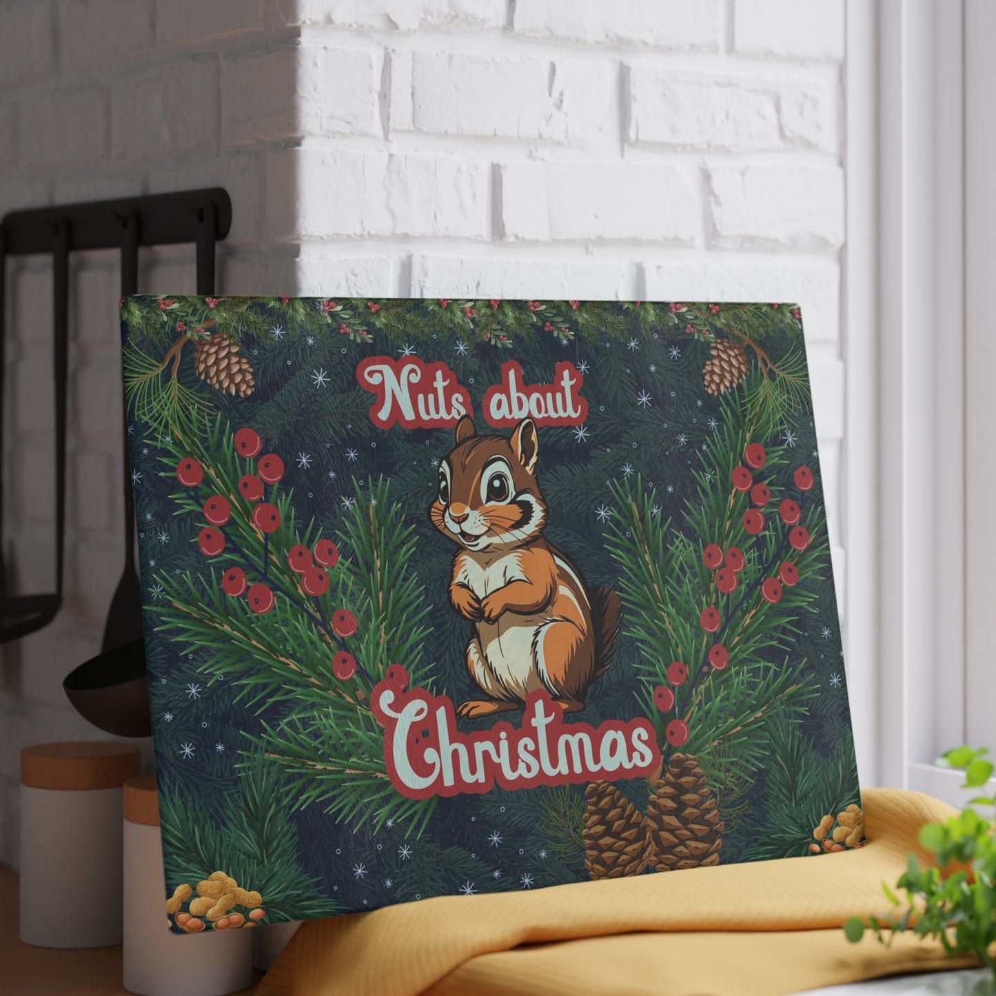 Glass Cutting Board - Nuts About Christmas