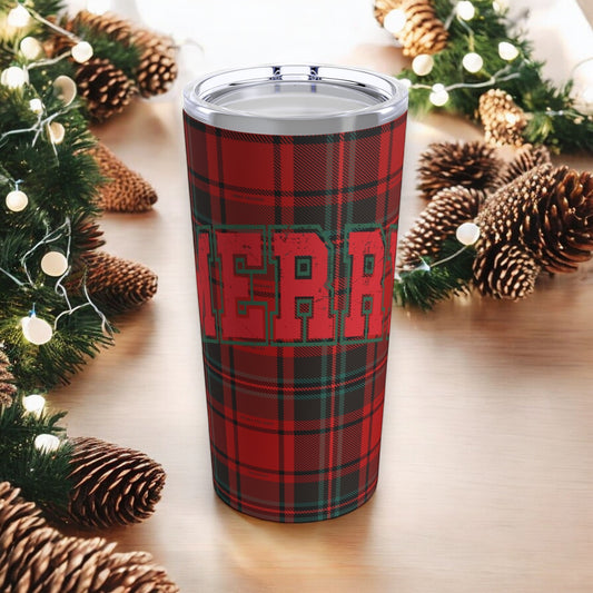 20oz Tumbler - Merry Movies Plaid